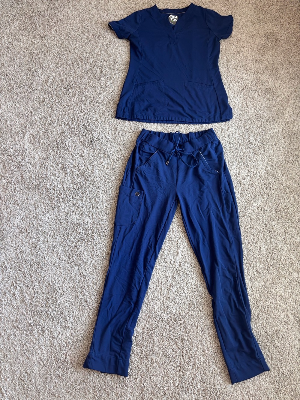 healing hands Navy Contrast Piping Scrub Set